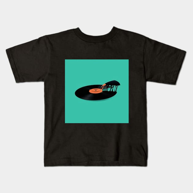 music pizza surrealism Kids T-Shirt by Evolution17